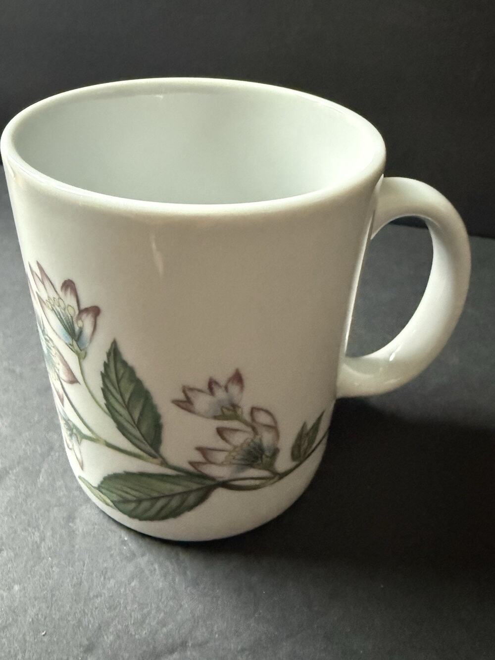 Vintage Cordon Bleu Botanical Coffee Mug BIS Hand decorated White Floral Cottage